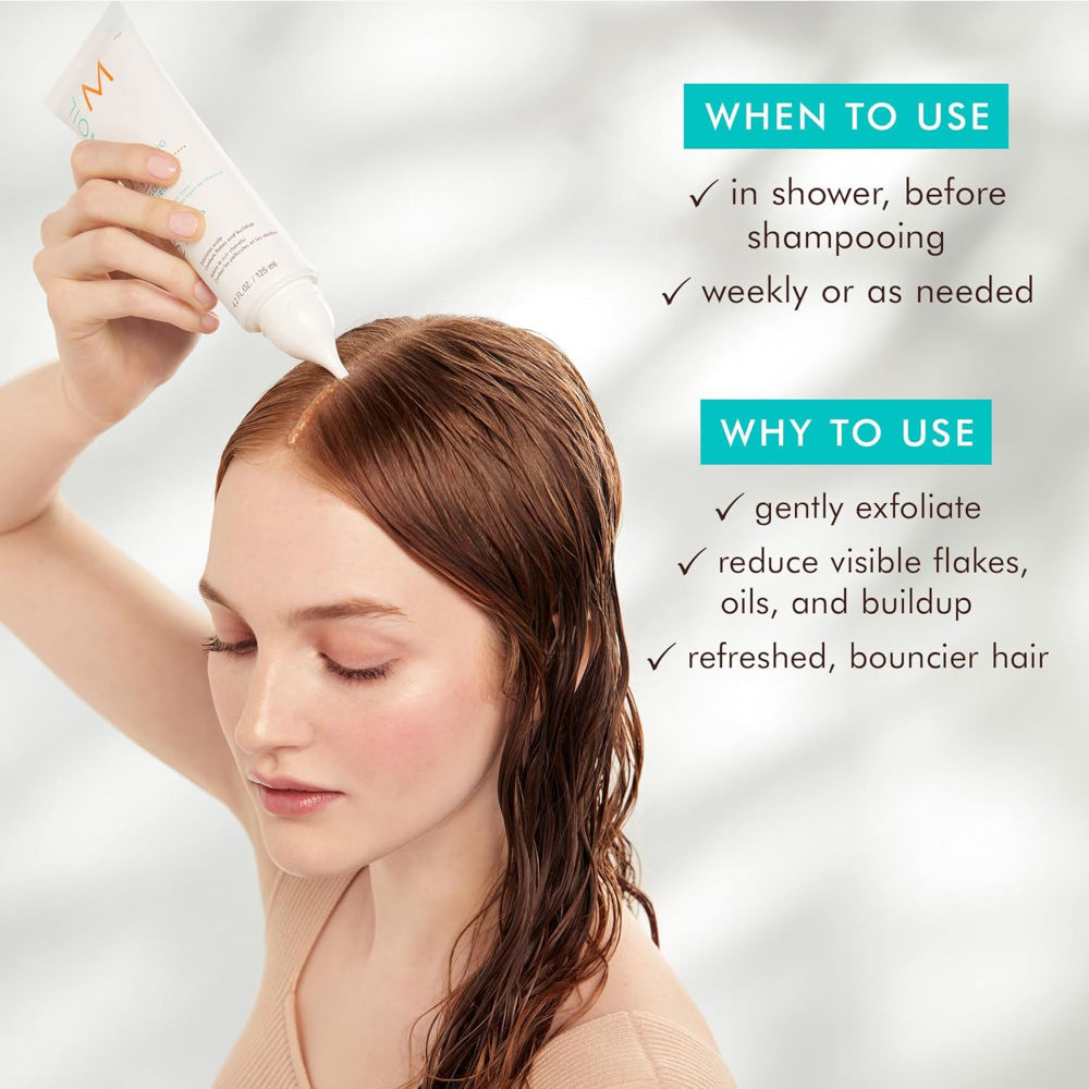 Moroccanoil Purifying Pre-Wash Scalp Scrub Exfoliator for Flakes Oil & Buildup | Refreshes Hair &Scalp, 125ml
