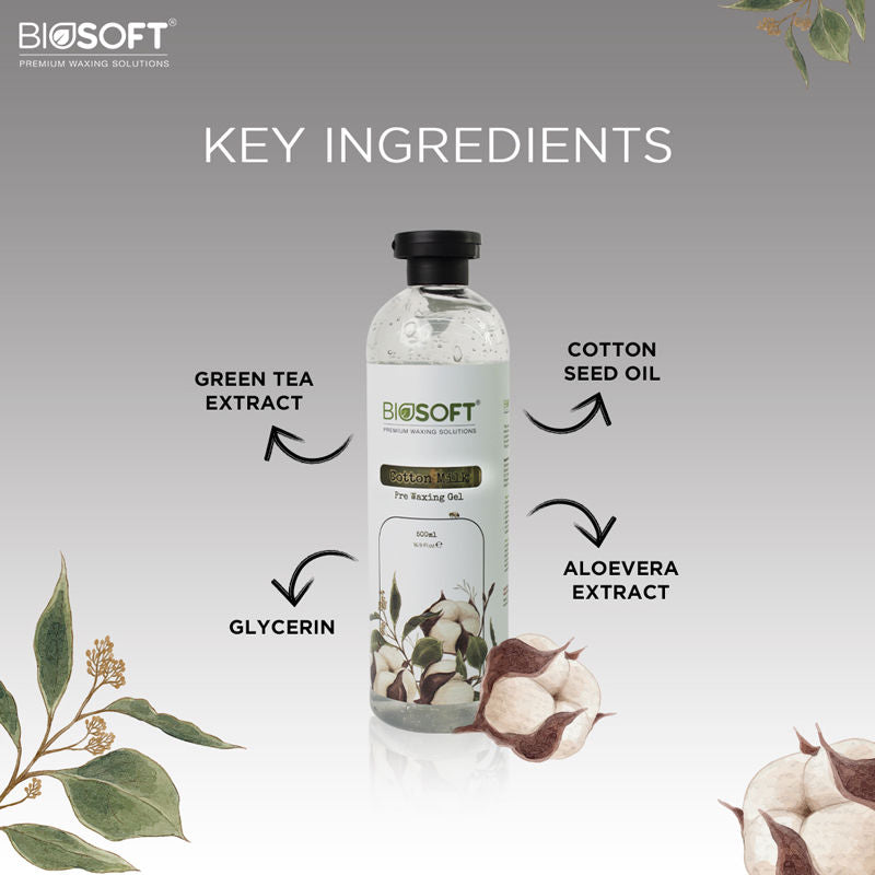 Biosoft Cotton Milk Pre Waxing Gel, 500ml Buy at Indicrest Image 6