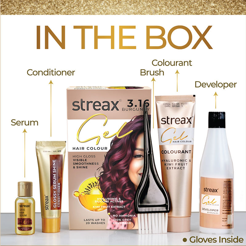Streax Gel Hair Colour With 100% Grey Coverage & No Ammonia - 3.16 Burgundy, 150ml Buy at Indicrest Image 12