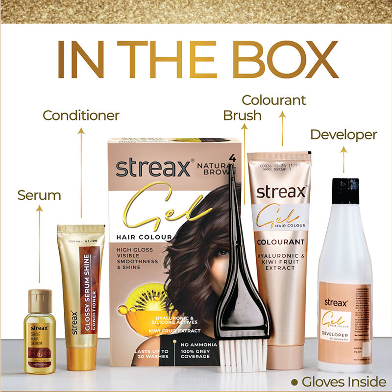 Streax Gel Hair Colour With 100% Grey Coverage & No Ammonia - 4 Natural Brown, 150ml Buy at Indicrest Image 12