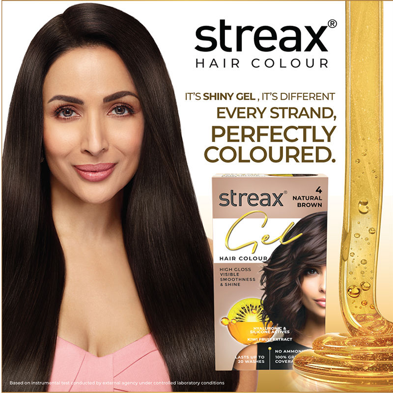 Streax Gel Hair Colour With 100% Grey Coverage & No Ammonia - 4 Natural Brown, 150ml Buy at Indicrest Image 2