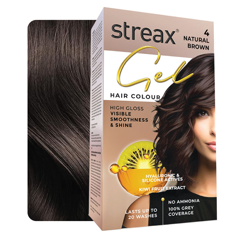 Streax Gel Hair Colour With 100% Grey Coverage & No Ammonia - 4 Natural Brown, 150ml Buy at Indicrest Image 4