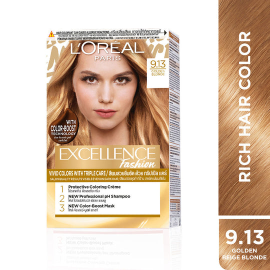 L'Oreal Paris Excellence Fashion Hair Color - Shade 9.13 Golden Beige Blonde, 172ml Buy at Indicrest