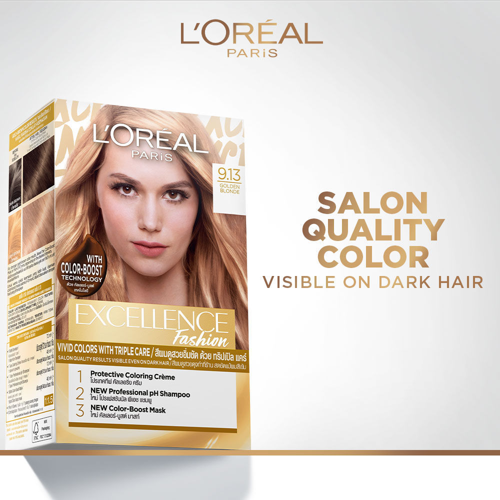 L'Oreal Paris Excellence Fashion Hair Color - Shade 9.13 Golden Beige Blonde, 172ml Buy at Indicrest Image 2