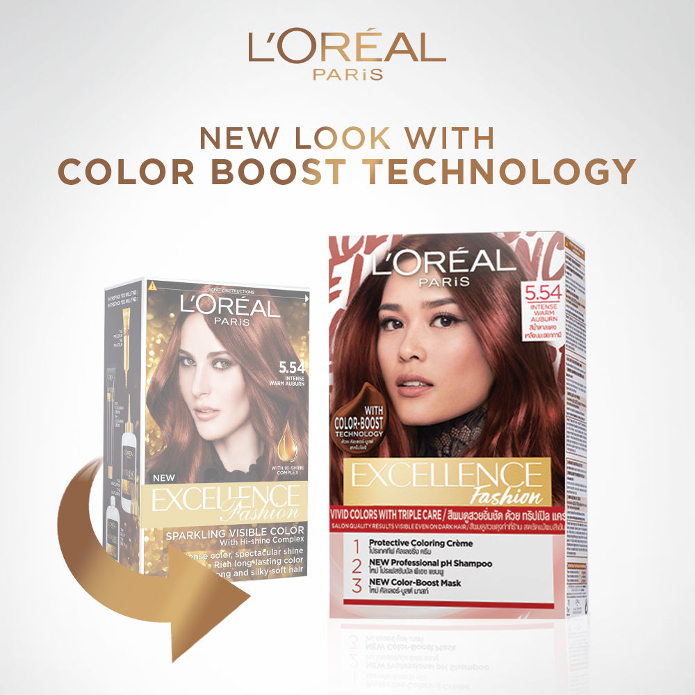 L'Oreal Paris Excellence Fashion Hair Color - Shade 5.54 Intense Warm Auburn, 172ml Buy at Indicrest Image 3
