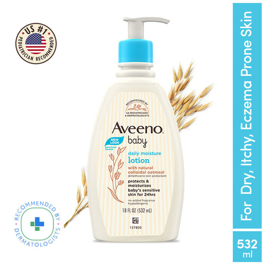 Aveeno Baby Daily Moisture LotionOatmeal Face & Body Moisturizer for Dry, Itchy & Sensitive Skin, 532ml