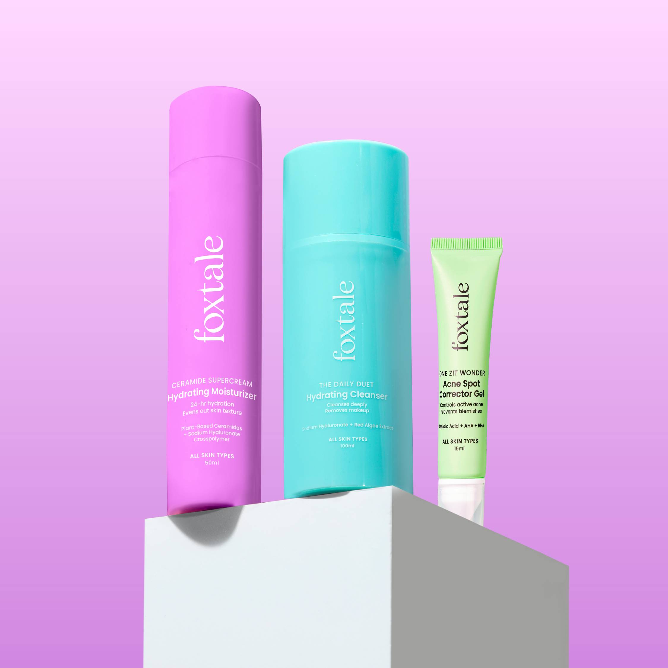 Foxtale ABC of Acne Control Hydrating Face Wash + Acne Spot Corrector with Salicylic Acid + Hydrating Moisturizer with Ceramide - Buy from Indicrest