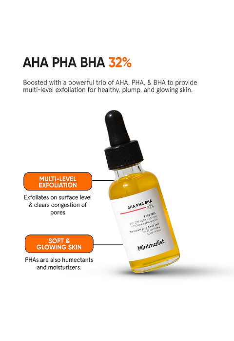 Minimalist AHA PHA BHA 32% Face Peel For Weekend Exfoliating Facial, 30ml - Image 2 - Buy from Indicrest