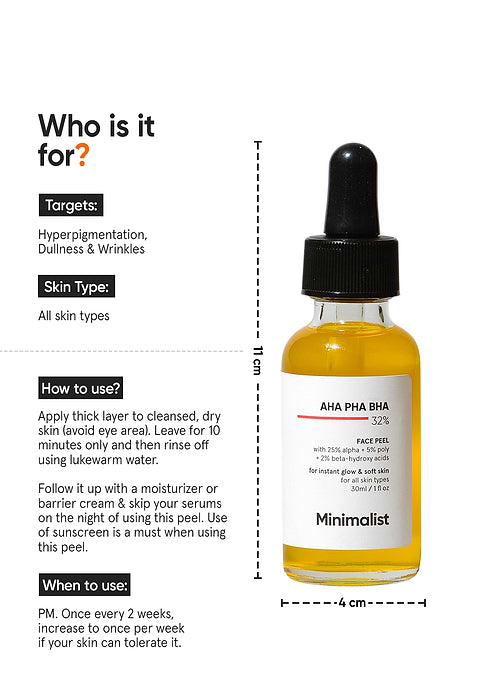Minimalist AHA PHA BHA 32% Face Peel For Weekend Exfoliating Facial, 30ml - Image 3 - Buy from Indicrest