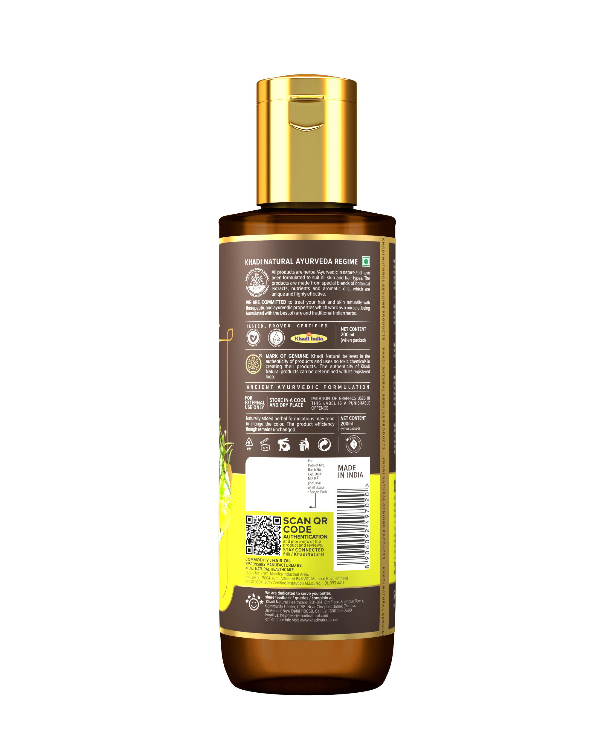 Khadi Natural Amla & Bhringraj Hair Oil - Mineral Oil, Silicones, Synthetic Fragrance Free - 200ml - Image 10 - Buy from Indicrest