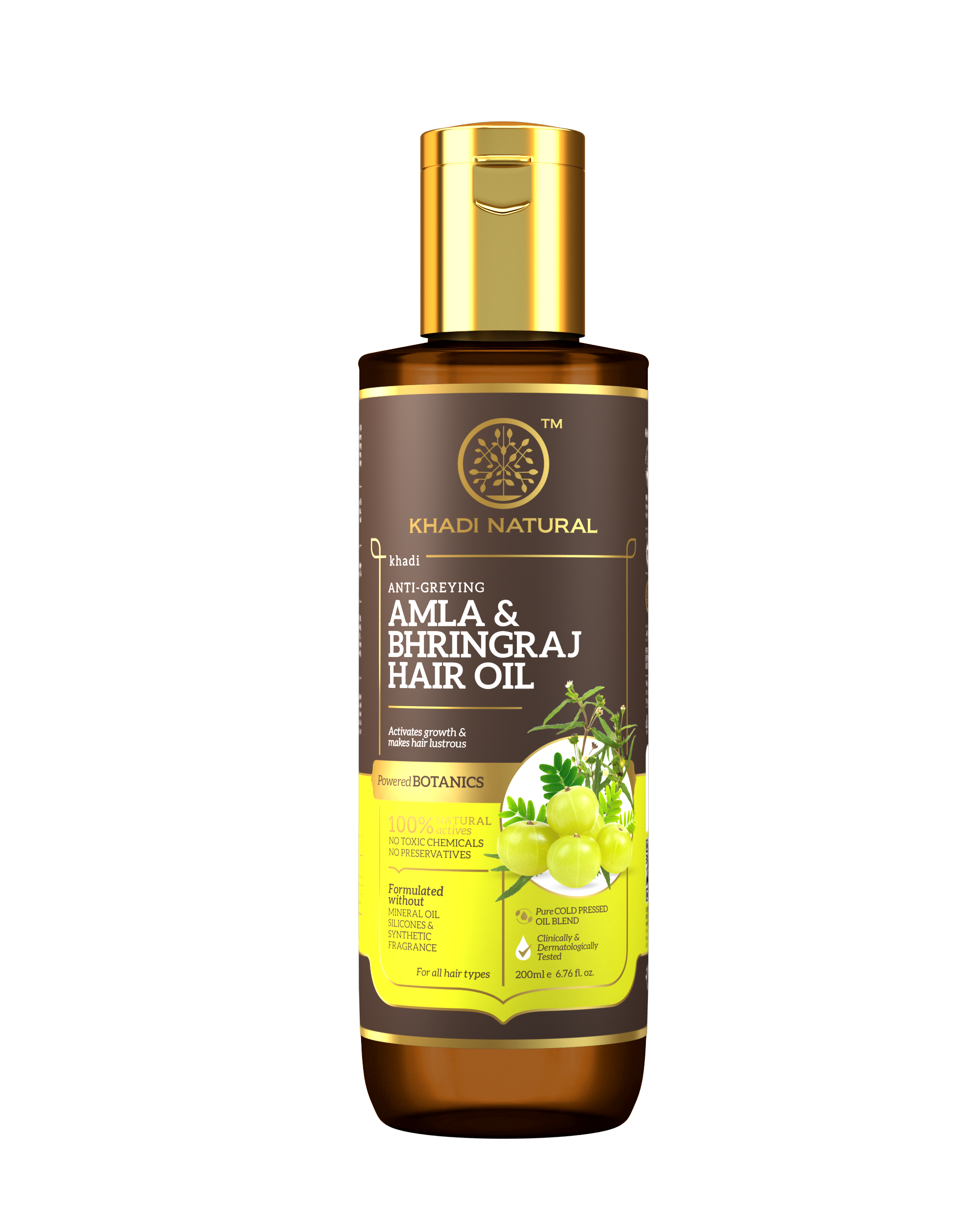 Khadi Natural Amla & Bhringraj Hair Oil - Mineral Oil, Silicones, Synthetic Fragrance Free - 200ml - Buy from Indicrest