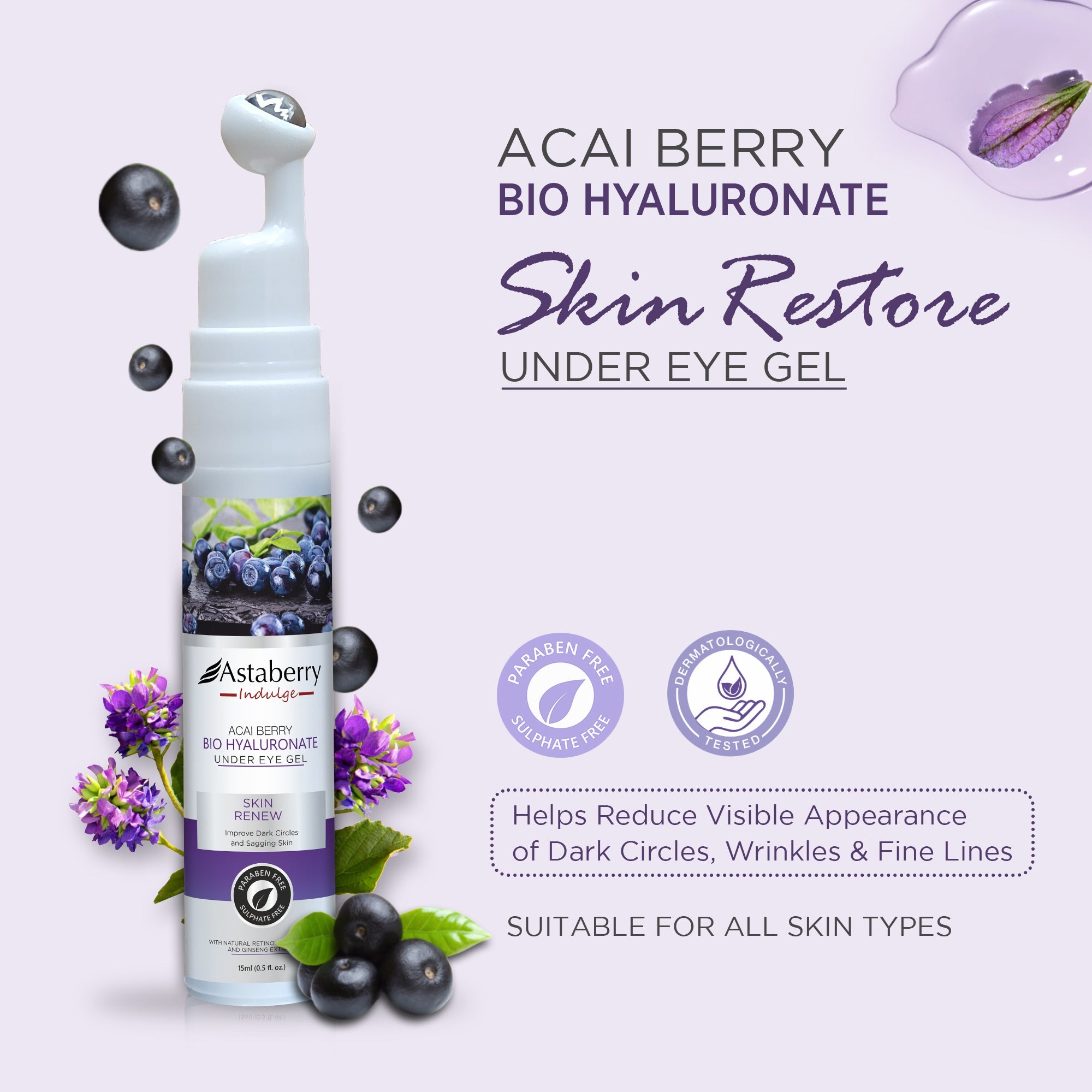 Astaberry Acai Berry Bio Hyaluronate Under Eye Gel - Image 2 - Buy from Indicrest