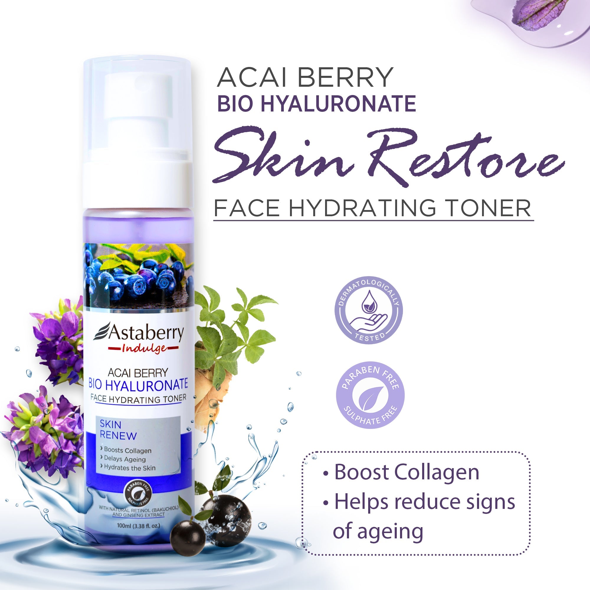 Astaberry Acai Berry Bio Hyaluronate Face Toner - Image 2 - Buy from Indicrest