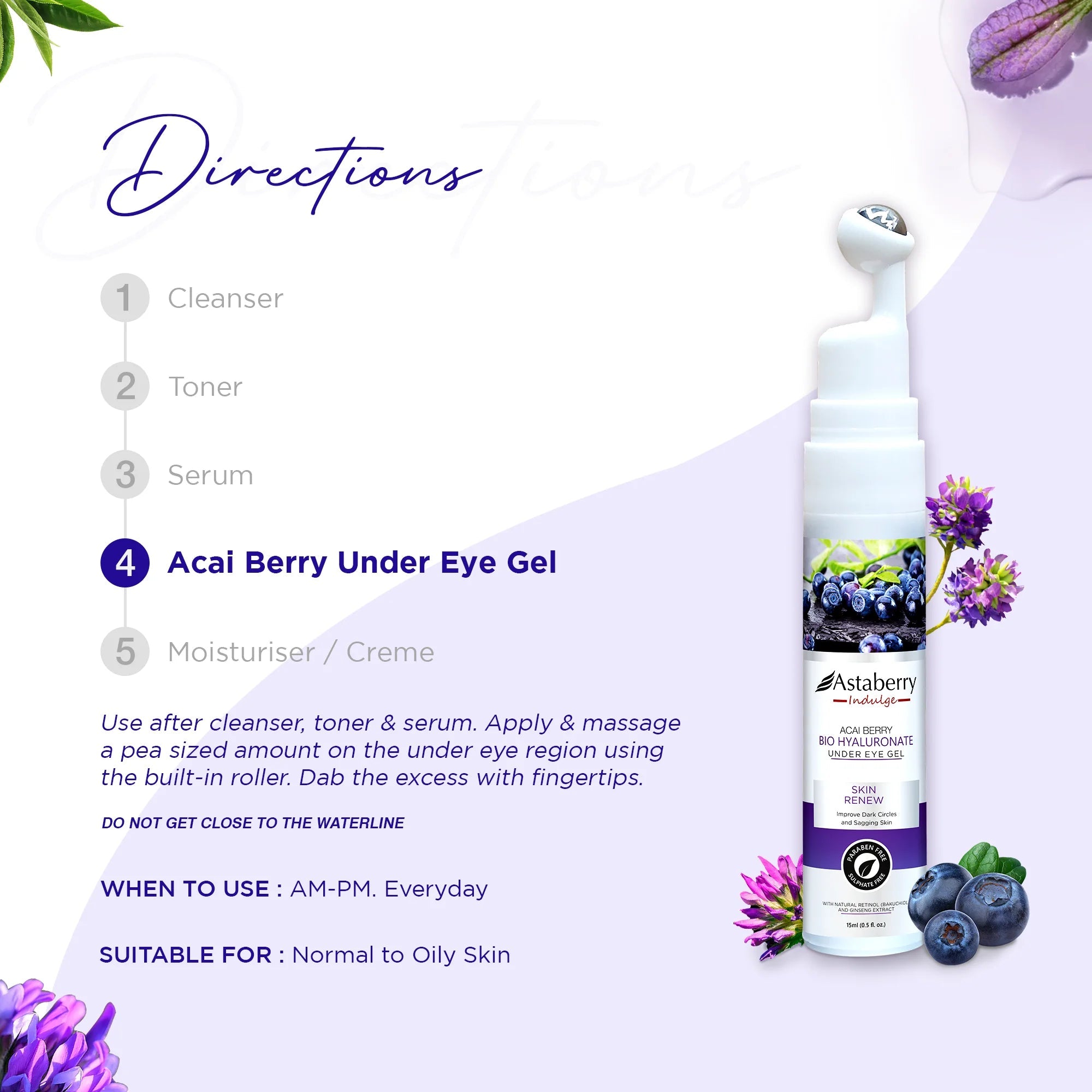 Astaberry Acai Berry Bio Hyaluronate Under Eye Gel - Image 6 - Buy from Indicrest
