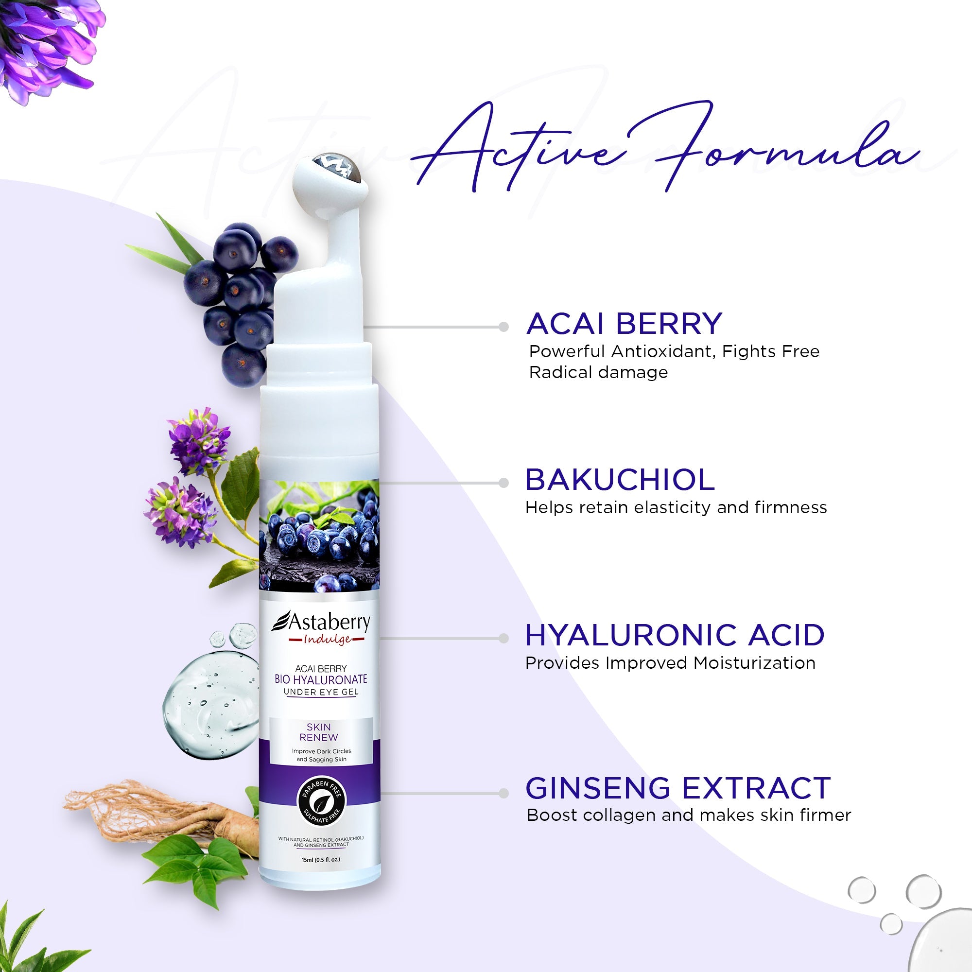 Astaberry Acai Berry Bio Hyaluronate Under Eye Gel - Image 5 - Buy from Indicrest