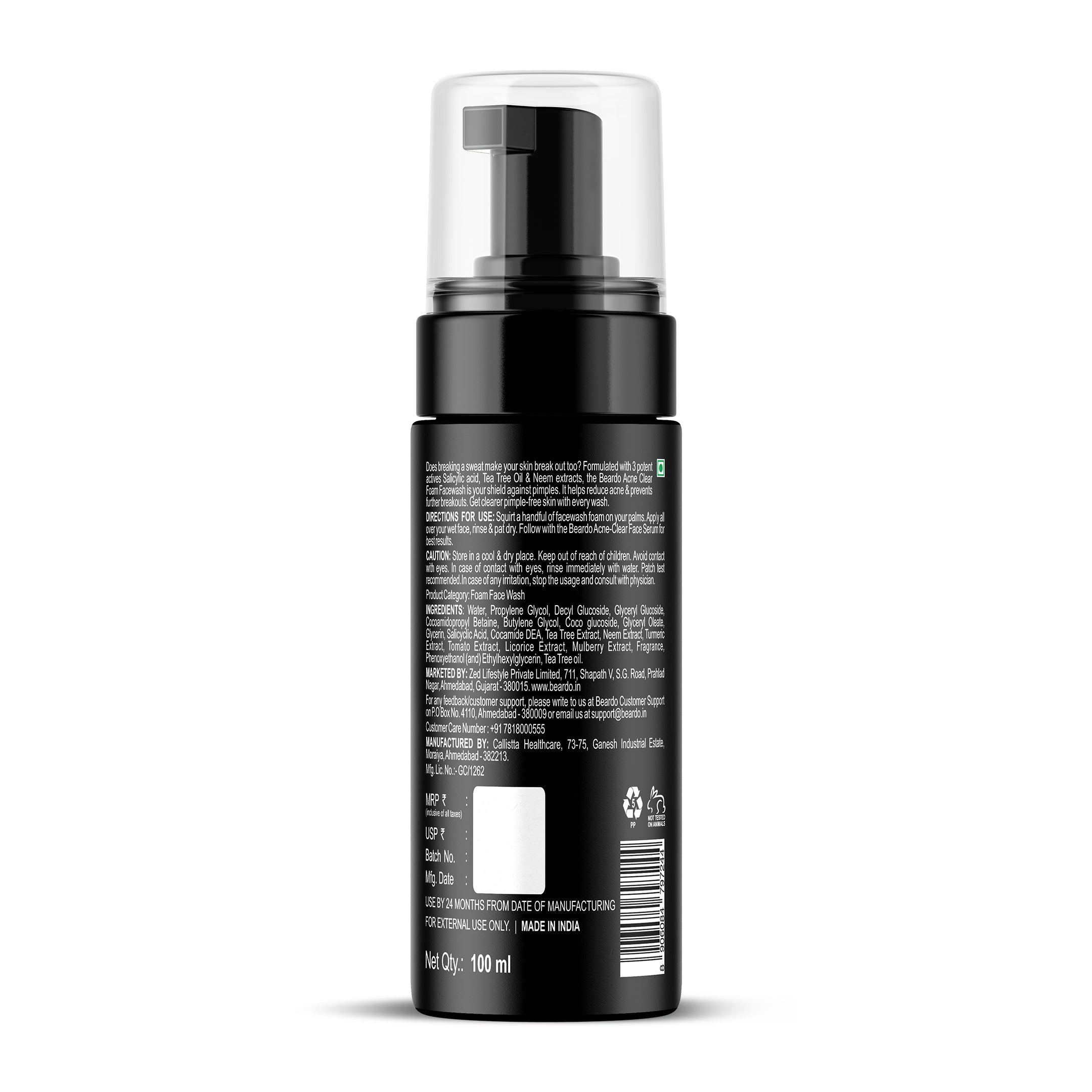 Beardo Acne Clear Foam Facewash, 100ml - Image 7 - Buy from Indicrest