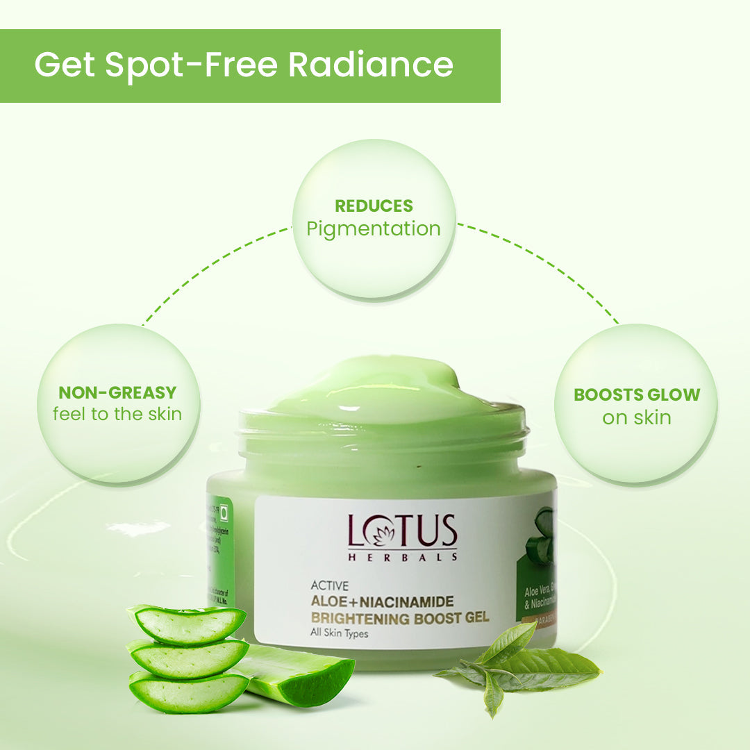 Lotus Herbals Active Aloe + Niacinamide Brightening Boost Gel, 50g