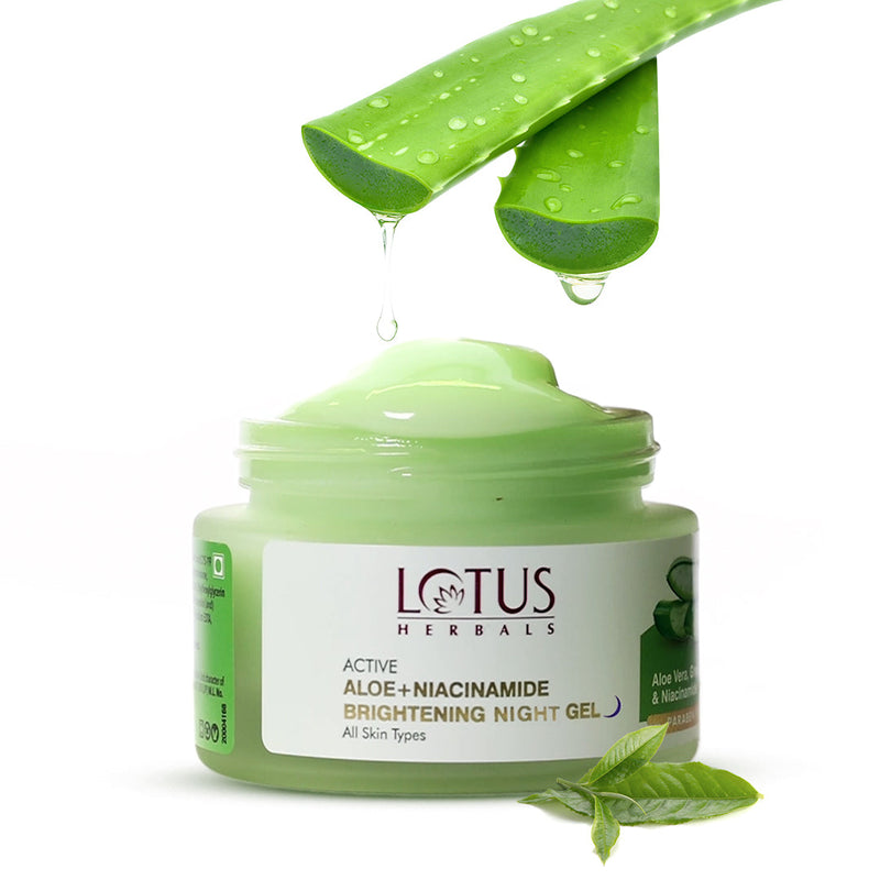 Lotus Herbals Active Aloe + Niacinamide Calm & Brighten Night Gel, 50g