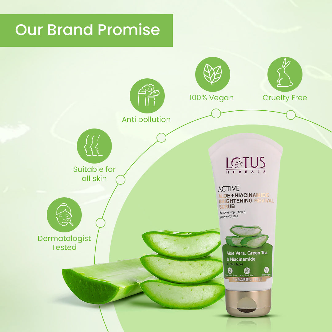 Lotus Herbals Active Aloe Exfoliate and Hydrate Combo, Scrub 100g + Gel 50g