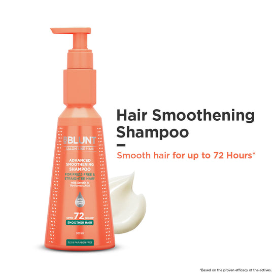 Bblunt Advanced Smoothening Shampoo with Keratin & Hyaluronic Acid, 300ml X Pack of 2, Single 300ml - Buy from Indicrest