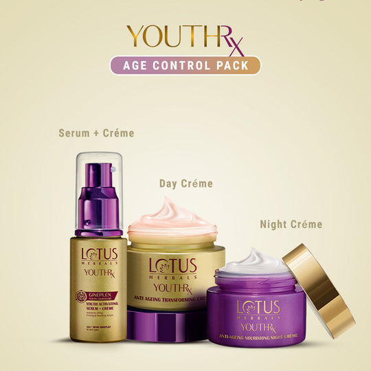 Lotus Herbals YouthRx Age Control Pack, Serum + Creme 30ml + Day Creme 50g + Night Creme 50g