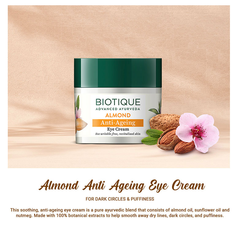 Biotique Almond Anti-Ageing Eye Cream, 15g - Image 3 - Buy from Indicrest