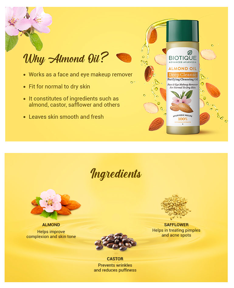 Biotique Almond Oil Deep Cleanse Purifying Cleansing Oil, 120ml - Image 4 - Buy from Indicrest