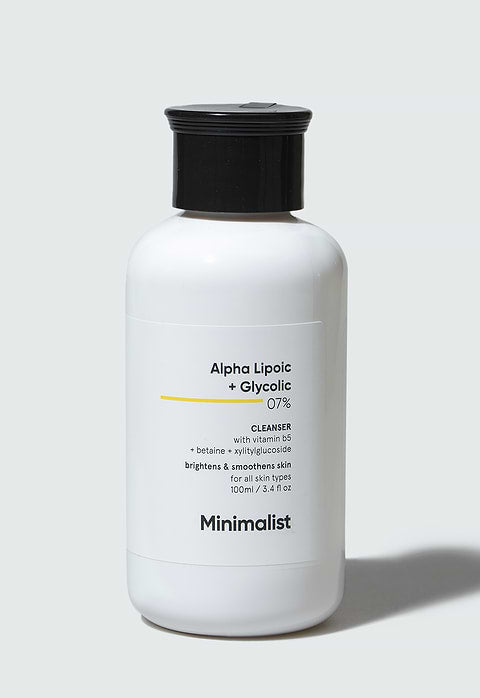 Minimalist Alpha Lipoic + Glycolic 7% Cleanser For brightening skin tone &amp; evening skin texture, 100ml - Buy from Indicrest