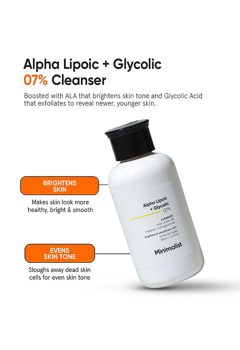 Minimalist Alpha Lipoic + Glycolic 7% Cleanser For brightening skin tone &amp; evening skin texture, 100ml - Image 2 - Buy from Indicrest