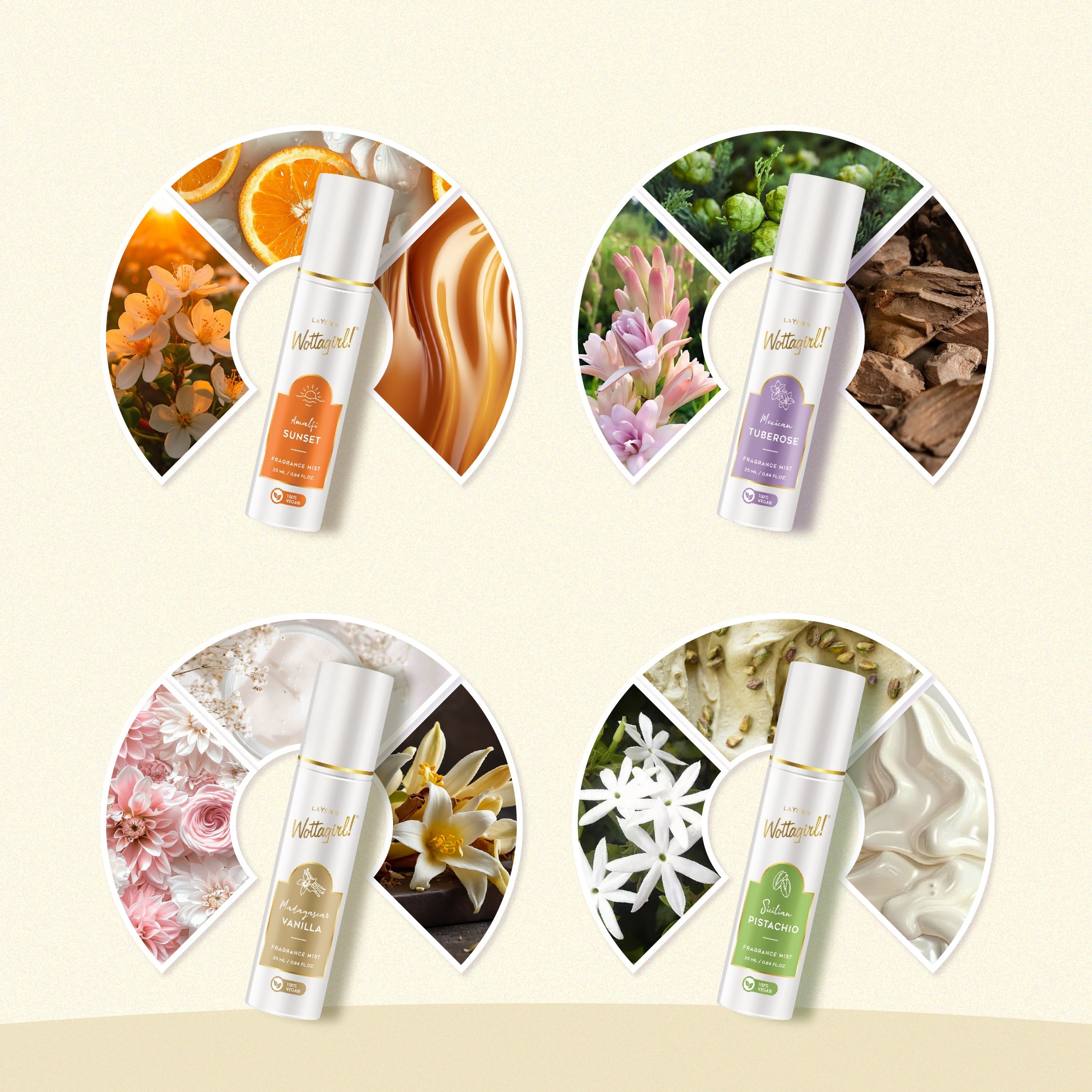 Wottagirl Wottagirl Vegan Fragrance Mist Discovery Set (4 x 25ml) - Travel Size Long-Lasting Perfume Gift Pack - Image 3 - Buy from Indicrest