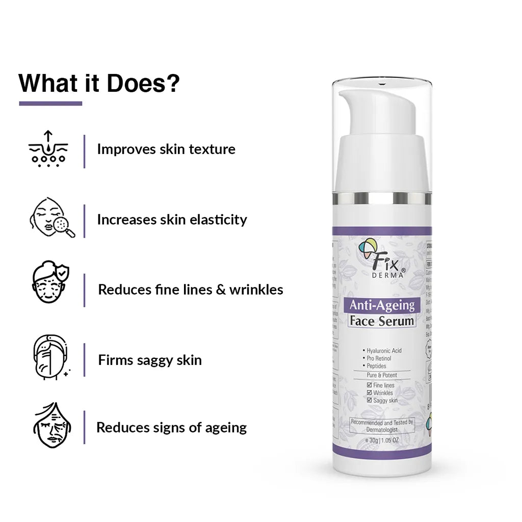 Fixderma Anti Ageing Face Serum | Boosts Collagen & Prevents Early Signs of Ageing, 30g - Image 3 - Buy from Indicrest