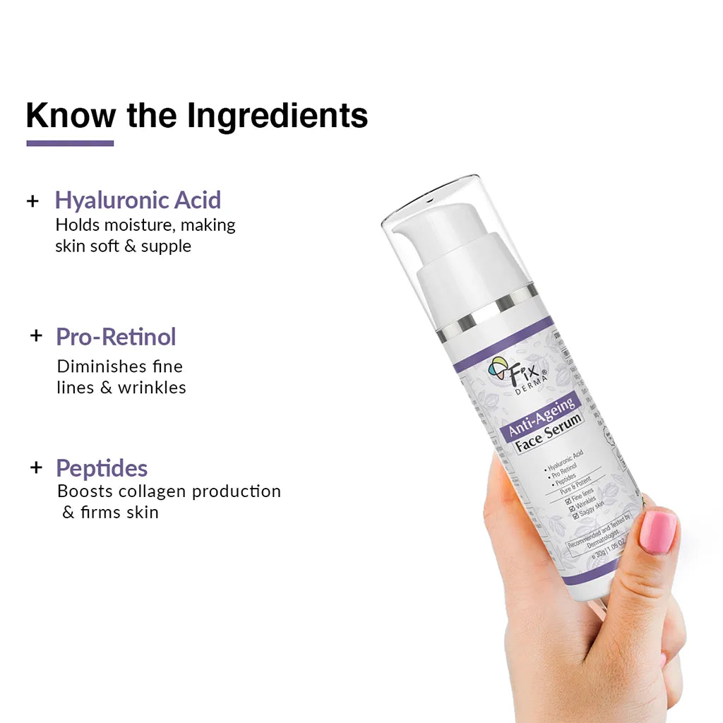 Fixderma Anti Ageing Face Serum | Boosts Collagen & Prevents Early Signs of Ageing, 30g - Image 2 - Buy from Indicrest