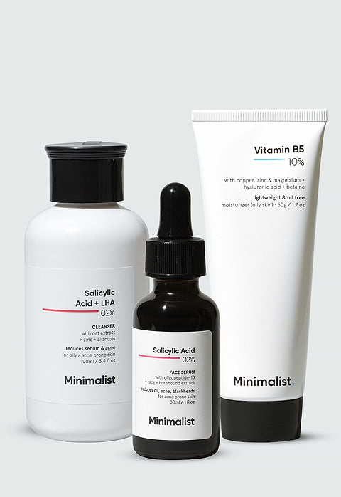 Minimalist Anti-Acne Skin Care Kit For A powerful routine  treating active acne and soothing skin, Cleanser 100ml + Serum 30ml + Sunscreen 50g - Buy from Indicrest