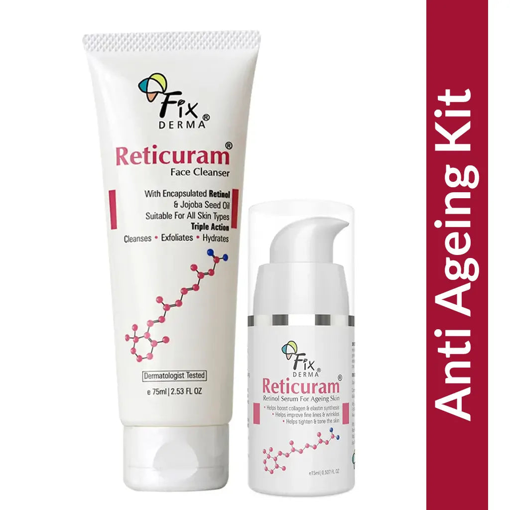 Fixderma Anti Ageing Kit | A Dual-Action Regimen to Minimize Open Pores, Face Cleanser 75ml + Serum 15ml - Image 3 - Buy from Indicrest
