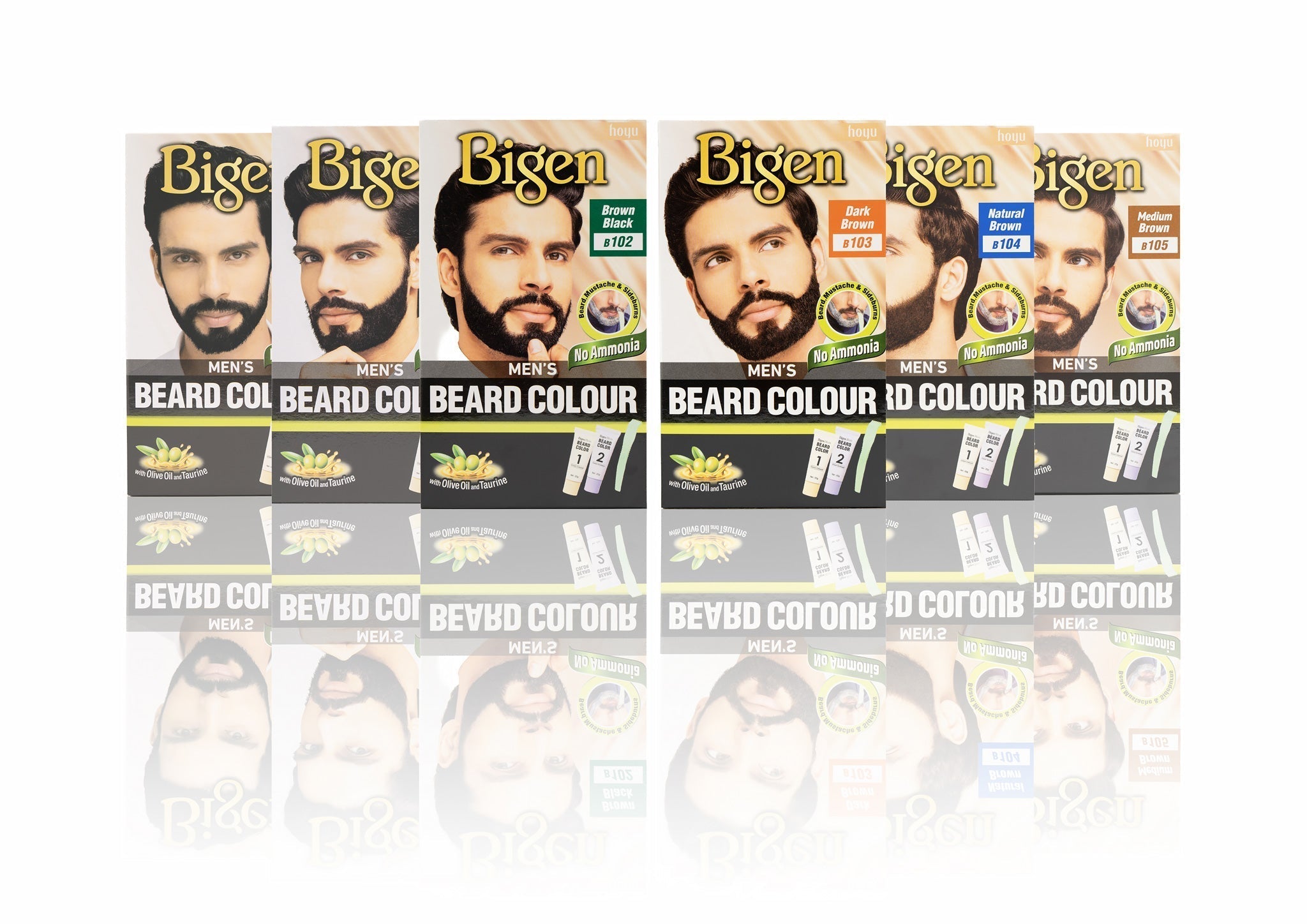 Applying Bigen B104 to beard using applicator