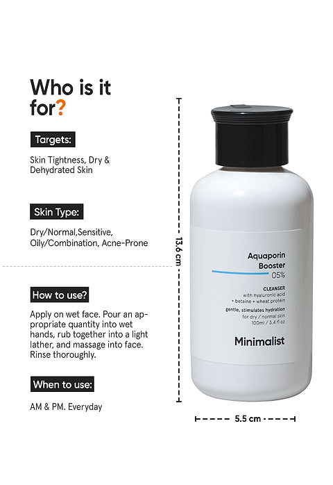 Minimalist Aquaporin Booster 5% Cleanser For Stimulates hydration &amp; cleans without drying, 100ml - Image 3 - Buy from Indicrest