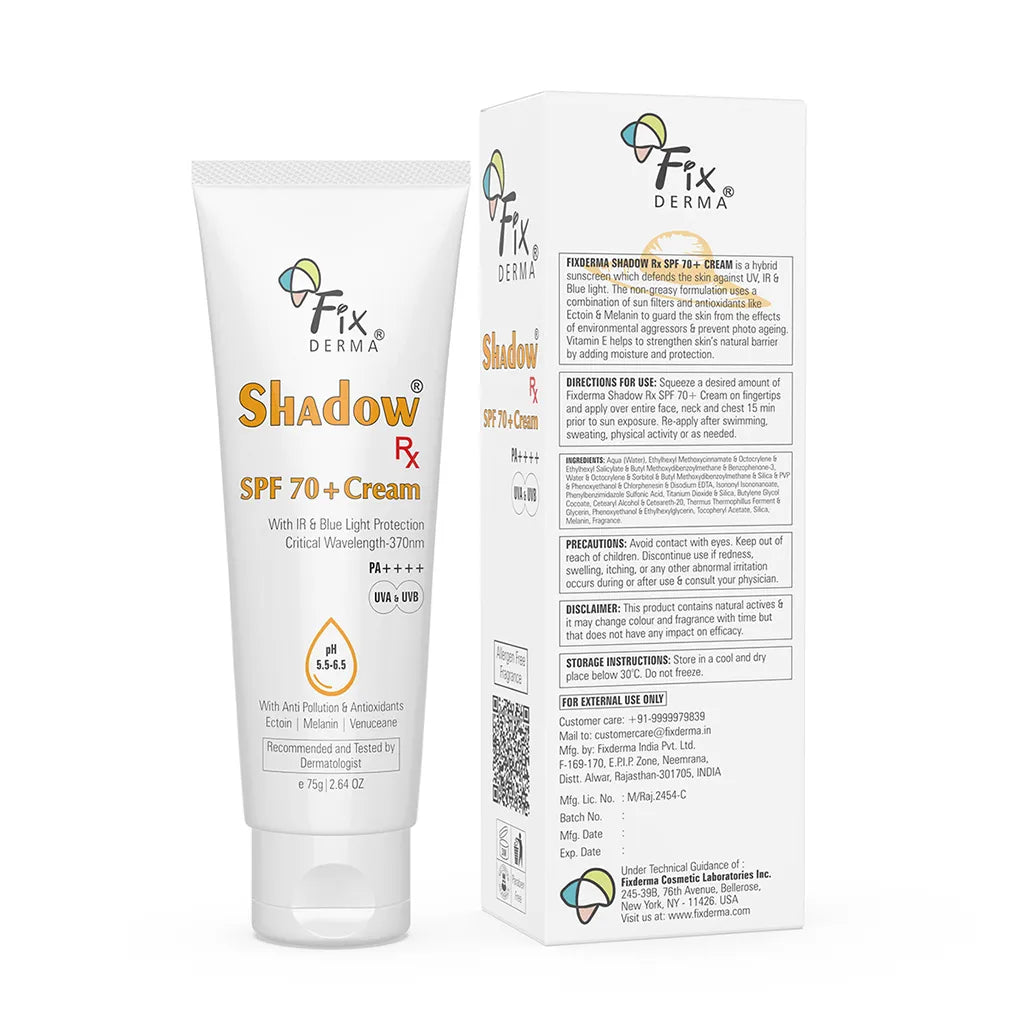 Fixderma Shadow Rx SPF 70+ Cream | Protects from Harmful UV, IR radiations and Blue Light, 75g - Image 9 - Buy from Indicrest