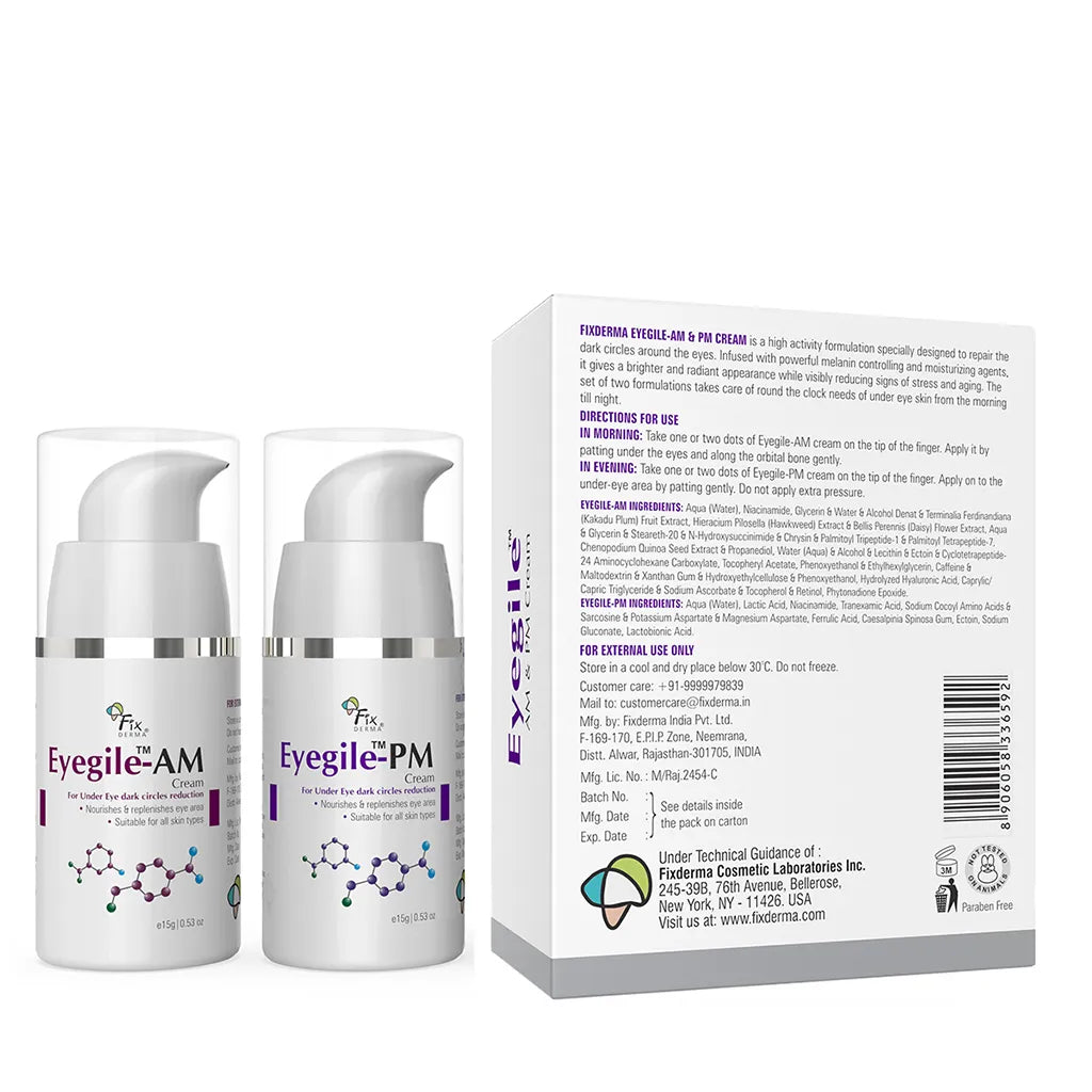 Fixderma Eyegile-AM & PM | Rejuvenating AM-PM Under-Eye Cream Duo, 30g - Image 10 - Buy from Indicrest
