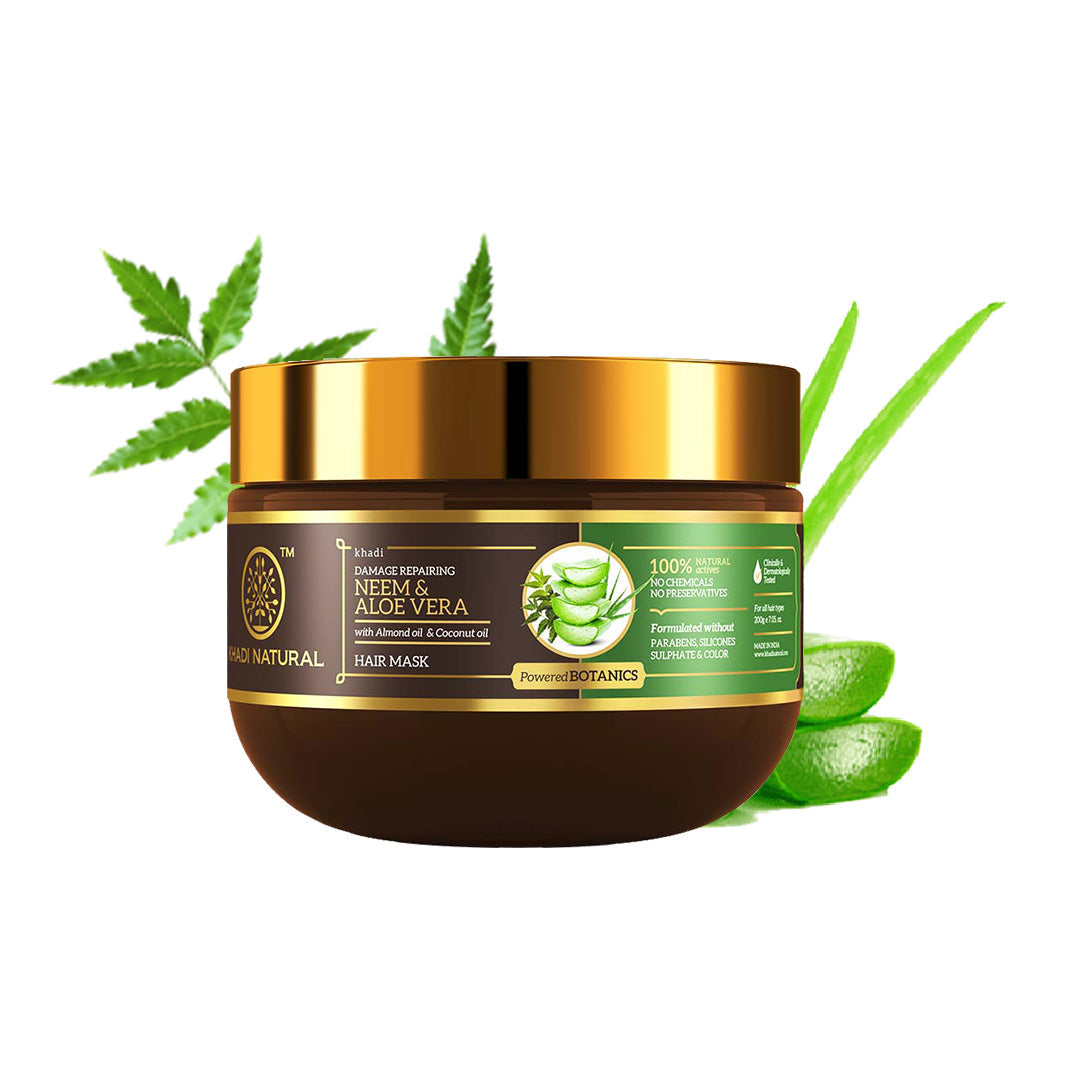 Khadi Natural Neem & Aloe Vera Hair Mask - SLS, Paraben & Color Free - 200gm - Image 3 - Buy from Indicrest