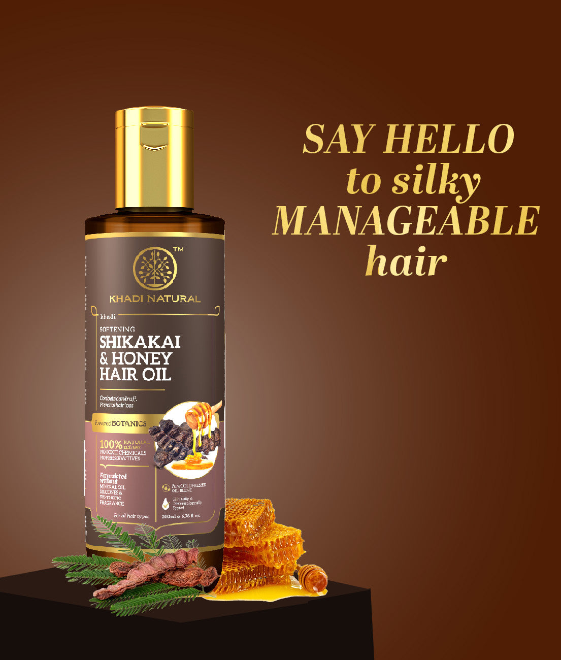 Khadi Natural Shikakai & Honey Hair Oil - Powered Botanics - 200ml - Image 7 - Buy from Indicrest