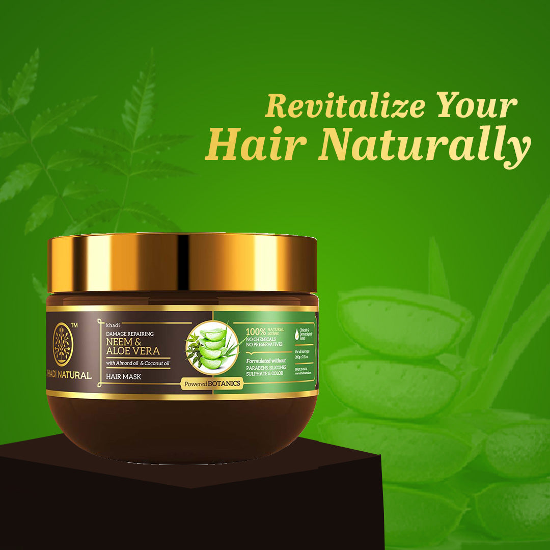 Khadi Natural Neem & Aloe Vera Hair Mask - SLS, Paraben & Color Free - 200gm - Image 7 - Buy from Indicrest