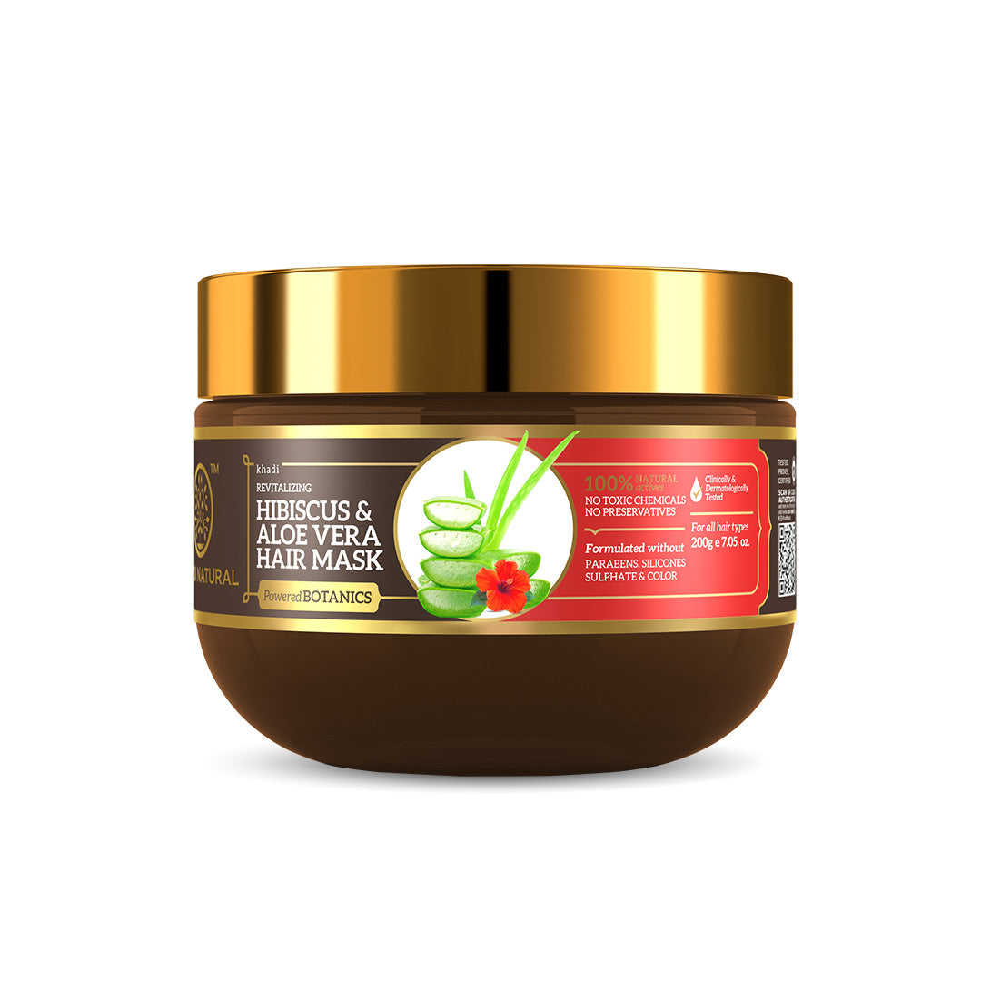 Khadi Natural Hibiscus & Aloe Vera Hair Mask - SLS, Parabens & Color Free - 200gm - Buy from Indicrest