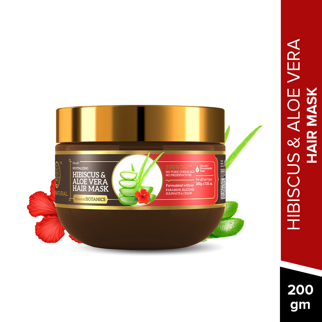 Khadi Natural Hibiscus & Aloe Vera Hair Mask - SLS, Parabens & Color Free - 200gm - Image 3 - Buy from Indicrest