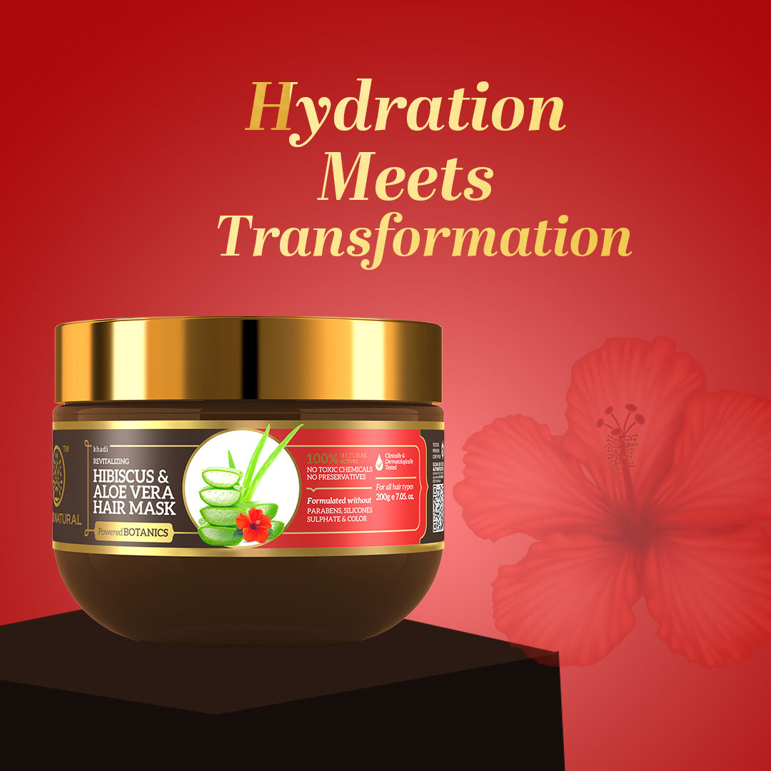 Khadi Natural Hibiscus & Aloe Vera Hair Mask - SLS, Parabens & Color Free - 200gm - Image 6 - Buy from Indicrest