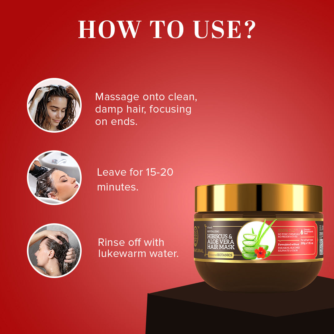 Khadi Natural Hibiscus & Aloe Vera Hair Mask - SLS, Parabens & Color Free - 200gm - Image 5 - Buy from Indicrest
