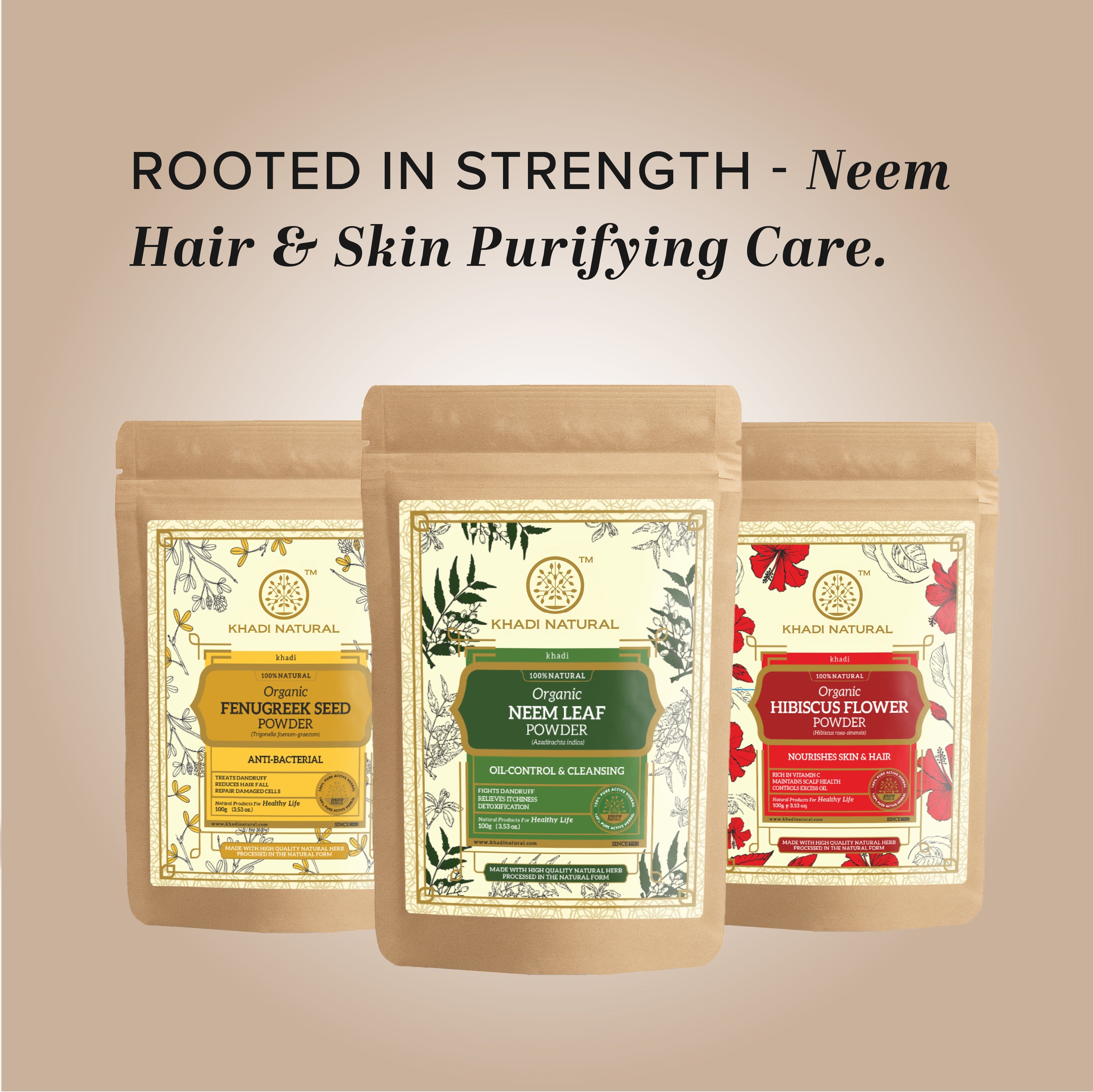 Khadi Natural Organic Neem Leaf Powder For Hair - 100% Natural - 100gm - Image 8 - Buy from Indicrest