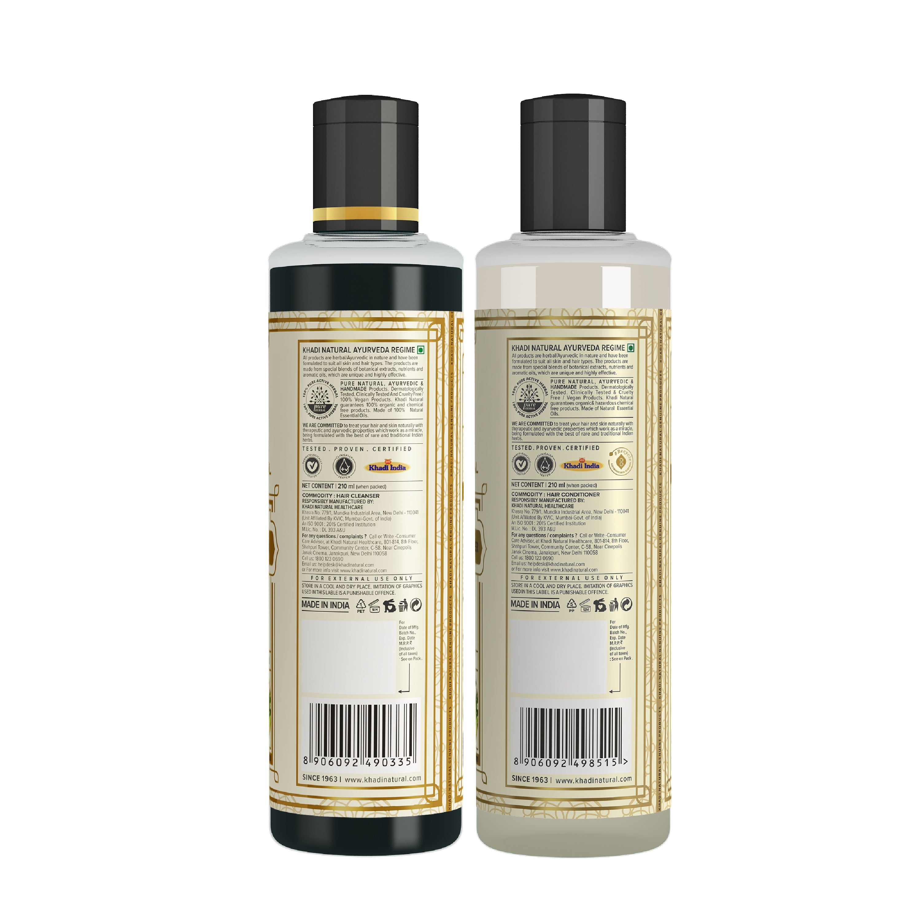 Khadi Natural Amla & Bhringraj Hair Cleanser SLS & Paraben Free Amla & Bhringraj Hair Conditioner Combo Pack of 2 - 210ml Each - Image 5 - Buy from Indicrest