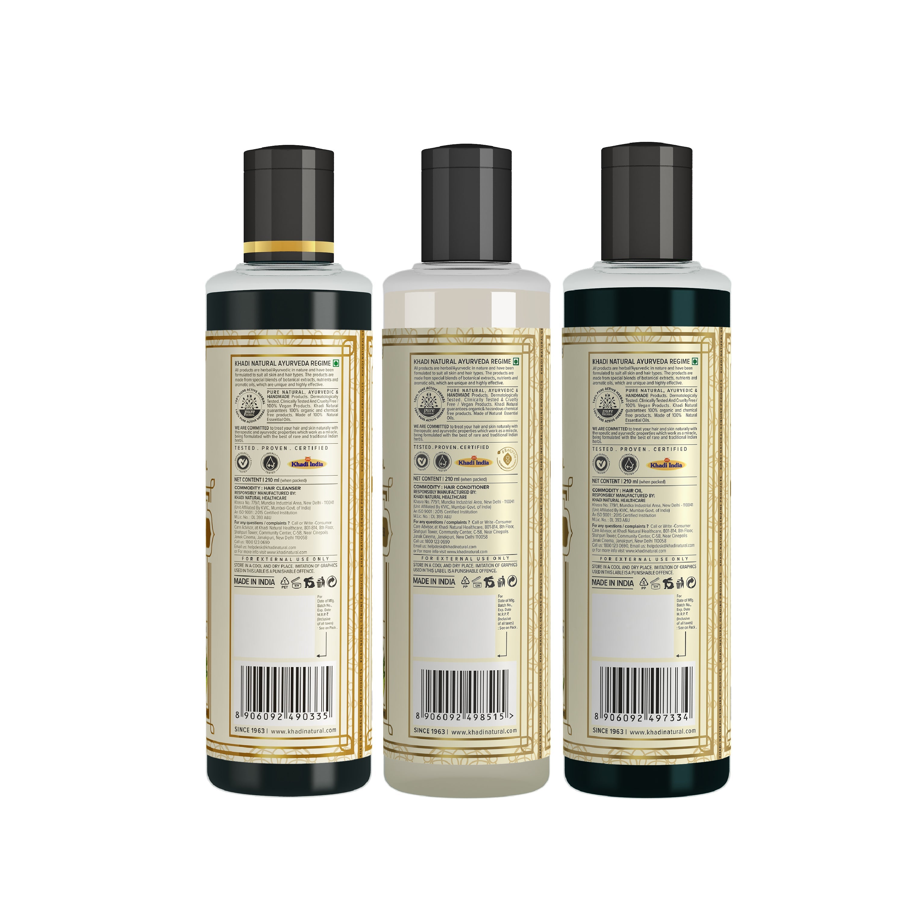 Khadi Natural  Amla & Bhringraj Hair Care Cleanser, Conditioner & Oil – SLS & Paraben Free Combo Pack of 3 - 210ml Each - Image 5 - Buy from Indicrest