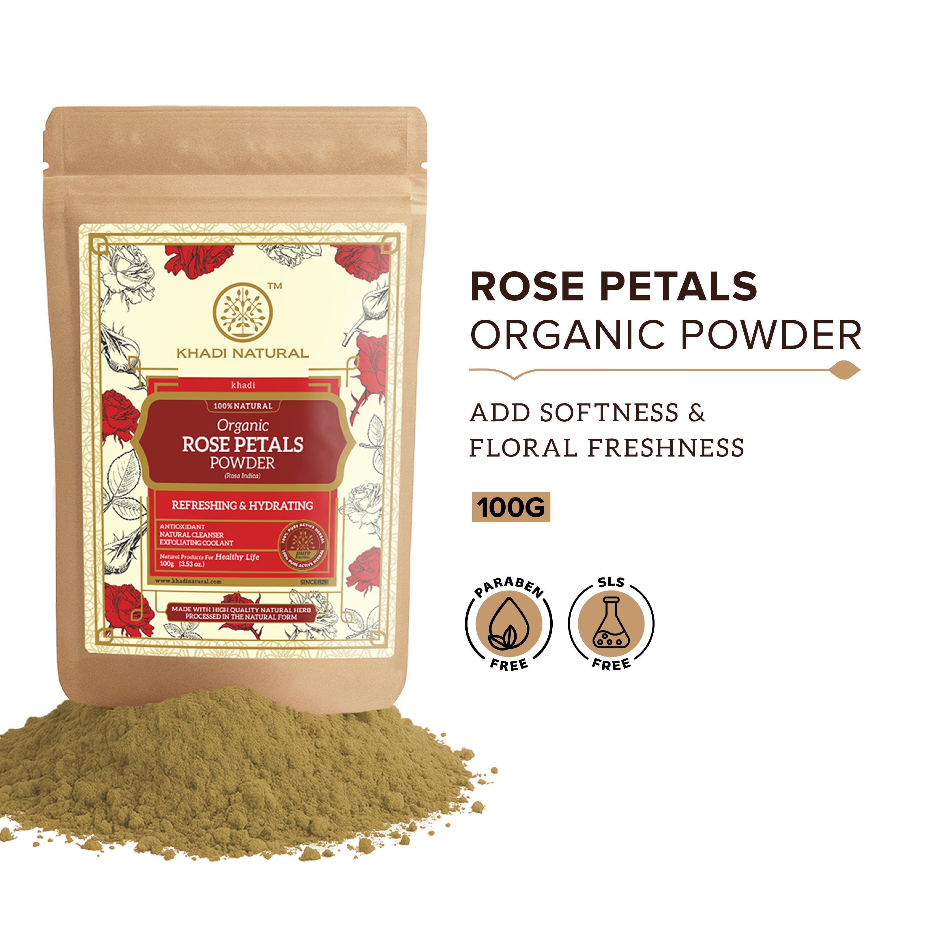 Khadi Natural Organic Rose Petals Powder For Face Care - 100% Natural - 100gm - Image 7 - Buy from Indicrest