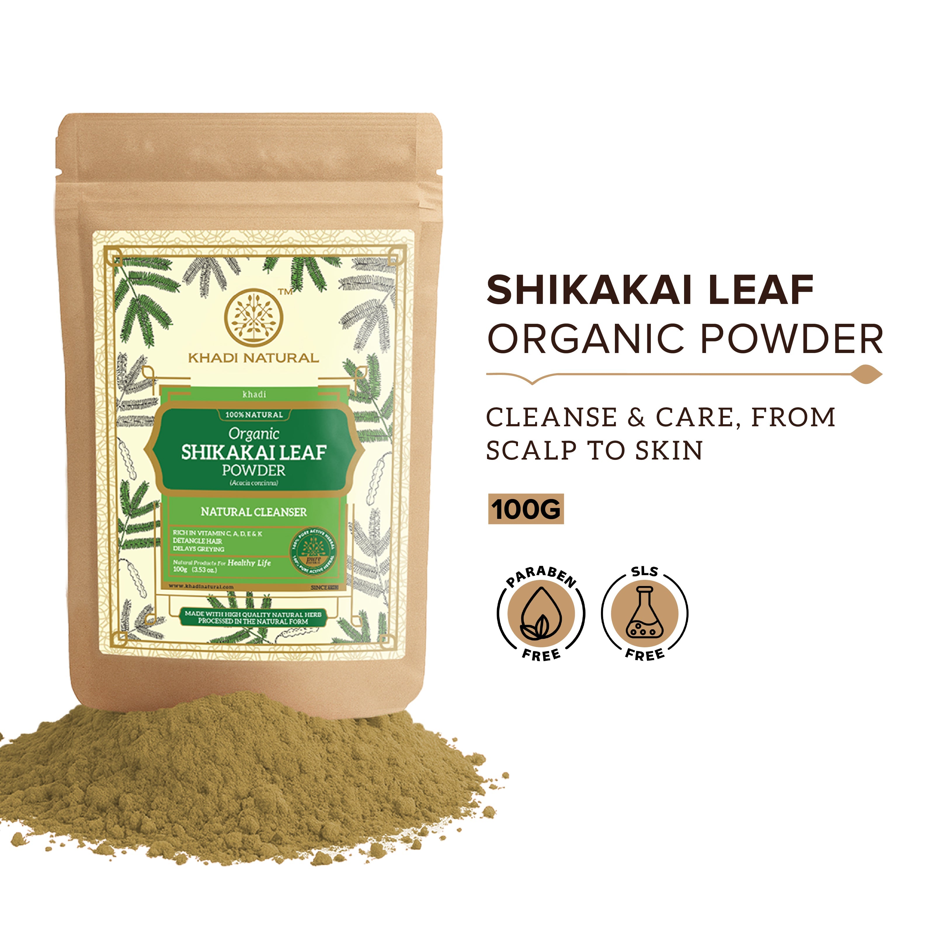 Khadi Natural Organic Shikakai Leaf Powder For Hair - 100% Natural - 100gm - Image 8 - Buy from Indicrest
